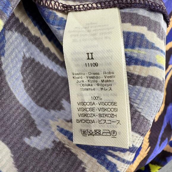 Forte Forte 6 Northern Light Print Satin Dress Multi Purple Ikat Dolman V Neck - Picture 14 of 16